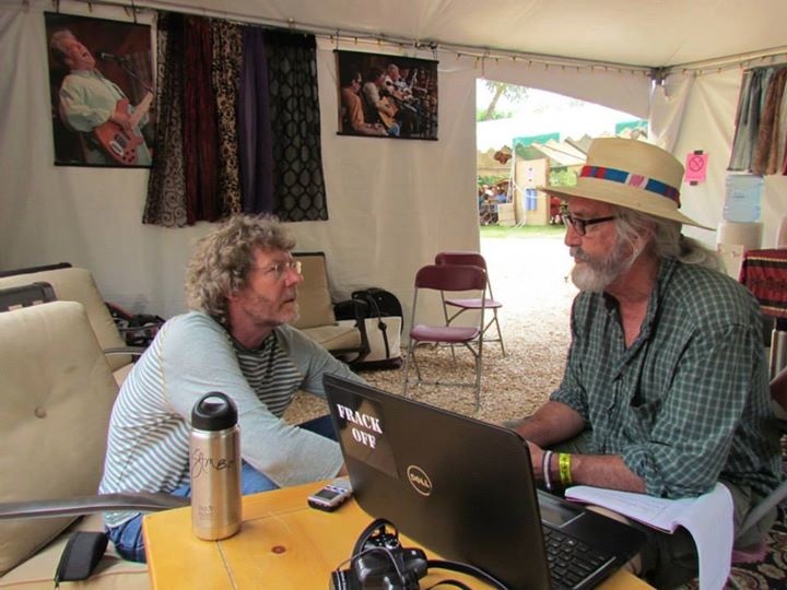 Dale McCurry interviewing Sam Bush at RockyGrass July 2016.